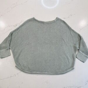 Poetry Crop Boxy Rib Knit Sweater Women's 100% Linen Seafoam Green US 8 Coastal